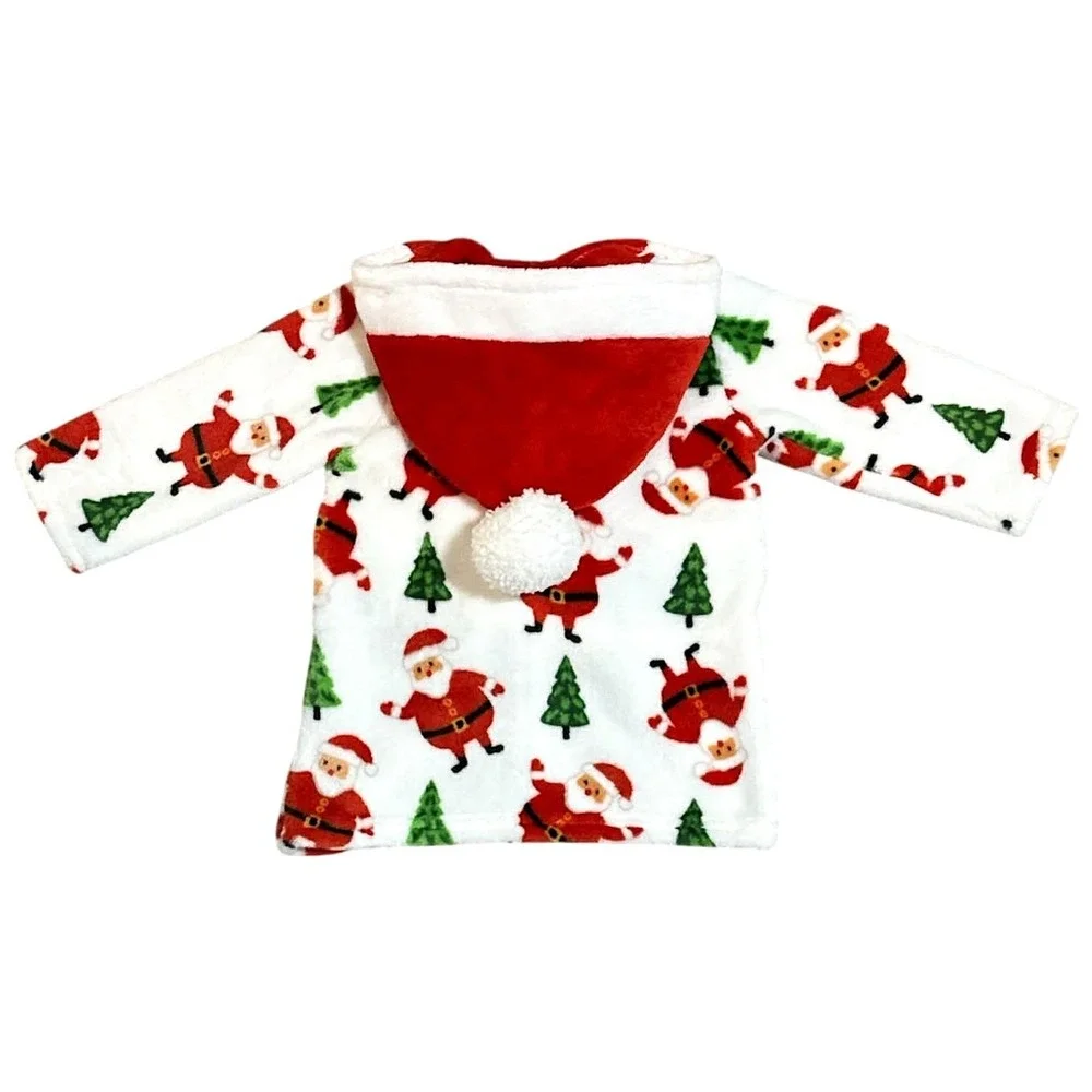 Little Celebrity Christmas Bathrobe w Santa Plush 0–6 mo 2 pc Holiday Set NWT